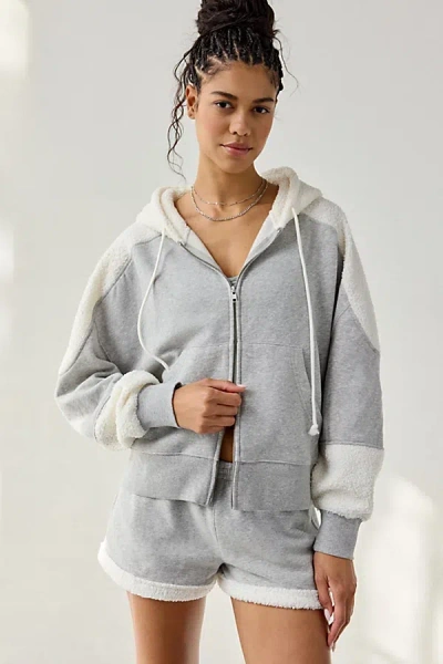 Out From Under Snow Days Oversized Fleece Full-zip Hoodie Sweatshirt In Grey, Women's At Urban Outfitters In Gray