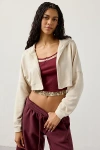Out From Under Soft Serve Terry Hooded Shrug Top In Cream, Women's At Urban Outfitters In White
