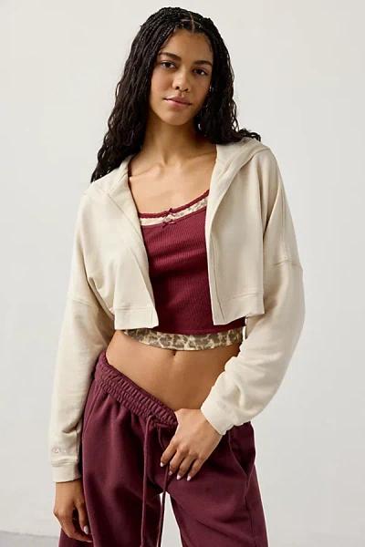 Out From Under Soft Serve Terry Hooded Shrug Top In Cream, Women's At Urban Outfitters In White