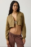 Out From Under Soft Serve Terry Hooded Shrug Top In Olive, Women's At Urban Outfitters In Green