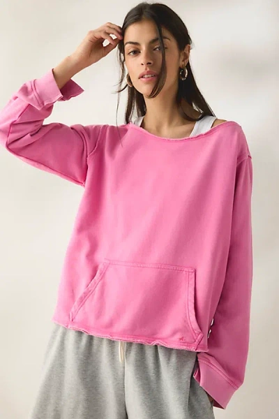 Out From Under Spring Breaker Slouch Off-the-shoulder Pullover Top In Rose, Women's At Urban Outfitters In Pink