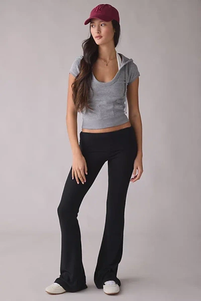 Out From Under Spring Breakers Short Sleeve Cropped Hoodie Sweatshirt In Dark Grey, Women's At Urban Outfitters In Multi