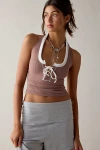 Out From Under Stassi Seamless Knit Lace-up Halter Top In Brown, Women's At Urban Outfitters