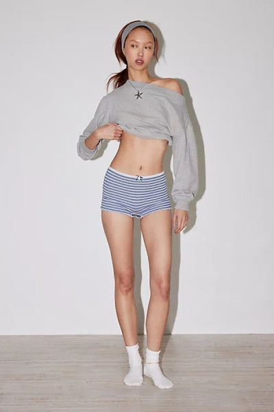 Out From Under Stoney Bubble Hem Cropped Sweatshirt In Grey, Women's At Urban Outfitters