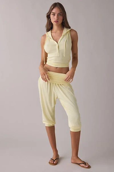 Out From Under Stormy Foldover Culotte Pants In Light Yellow, Women's At Urban Outfitters