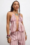 OUT FROM UNDER STRIPE OPEN-BACK CAMI IN PINK, WOMEN'S AT URBAN OUTFITTERS