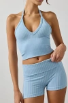 Out From Under Striped Seamless Halter Top + Micro Short 2-piece Set In Sky, Women's At Urban Outfitters In Blue