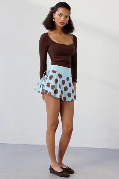 Out From Under Studio Woven Wrap Mini Skort In Light Blue, Women's At Urban Outfitters In Black