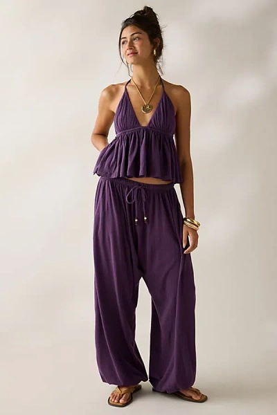 Out From Under Summer Love Cotton Balloon Pant In Plum, Women's At Urban Outfitters In Purple