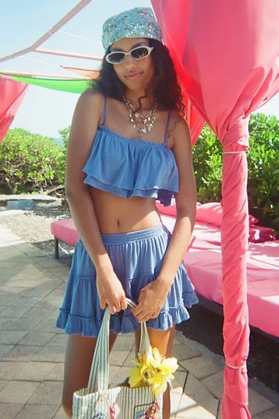 Out From Under Summer Lovin' Tiered Ruffle Skirt 2-piece Set In Blue, Women's At Urban Outfitters