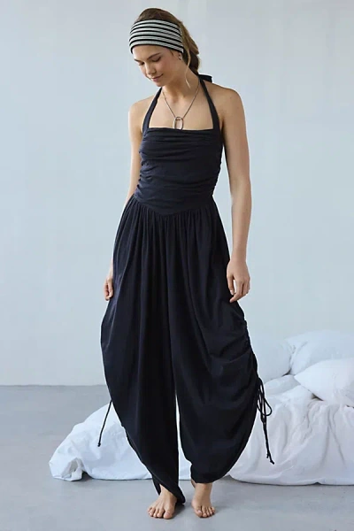 Out From Under Sunkissed Ruched Barrel Leg Jumpsuit In Black, Women's At Urban Outfitters