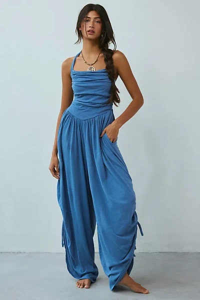 Out From Under Sunkissed Ruched Barrel Leg Jumpsuit In Blue, Women's At Urban Outfitters