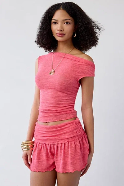 Out From Under Sunset Swit Semi-sheer Short 2-piece Set Top In Pink, Women's At Urban Outfitters In Animal Print