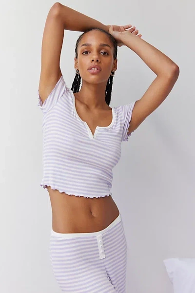 Out From Under Sweet Dreams Ahoy Stripe Baby Tee In Lavender, Women's At Urban Outfitters
