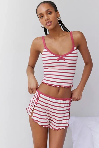 Out From Under Sweet Dreams Ahoy Striped Short In Red, Women's At Urban Outfitters
