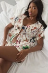 Out From Under Sweet Dreams Tie-front Top + Micro Short Pj Set In Cream, Women's At Urban Outfitters In Multi
