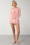 Out From Under Sweet Like Honey Sheer Lace Trim 2-piece Set Top In Pink, Women's At Urban Outfitters