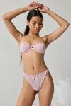 Out From Under Sweet Nothings Embroidered Thong In Kitty, Women's At Urban Outfitters In Pink