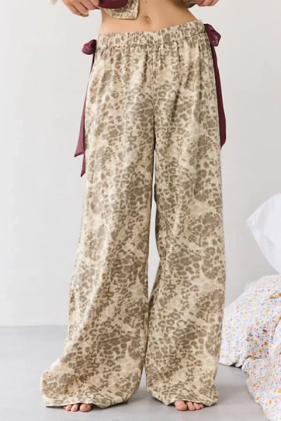 Out From Under Sweet Nothings Side-tie Bow Pj Pants In Cheetah Cow, Women's At Urban Outfitters In Animal Print