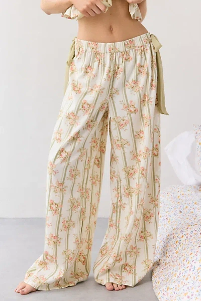Out From Under Sweet Nothings Side-tie Bow Pj Pants In Ditsy Antique, Women's At Urban Outfitters In Brown