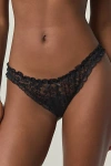 Out From Under Sweet Pea Ruffle Lace Thong In Washed Black, Women's At Urban Outfitters