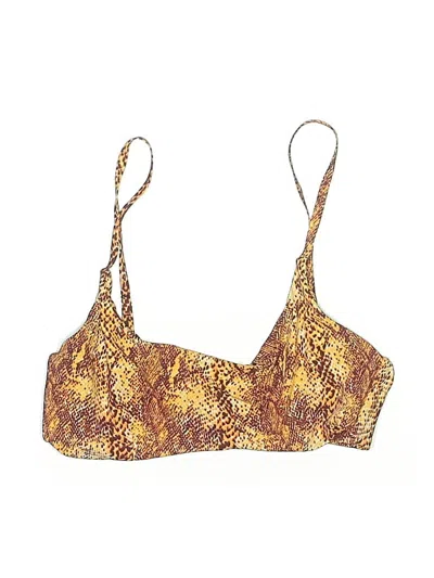 Pre-owned Out From Under Swimsuit Top Gold Animal Print Pattern Swimwear