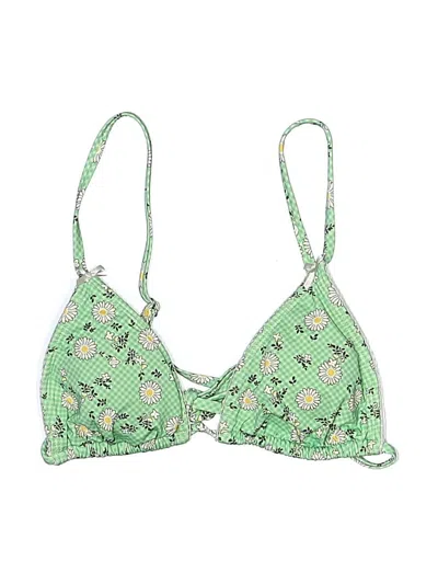 Pre-owned Out From Under Swimsuit Top Green Paisley Pattern Swimwear