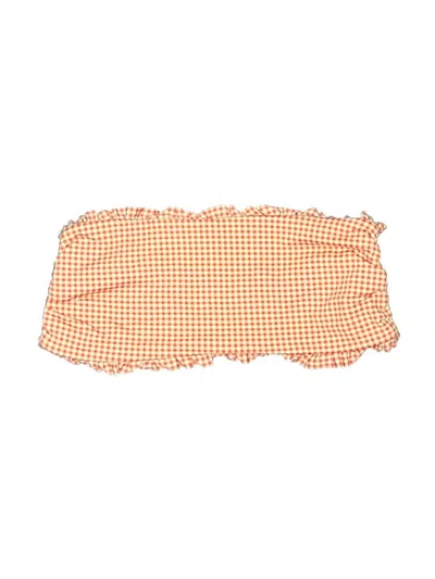 Pre-owned Out From Under Swimsuit Top Orange Checkered/gingham Pattern Swimwear