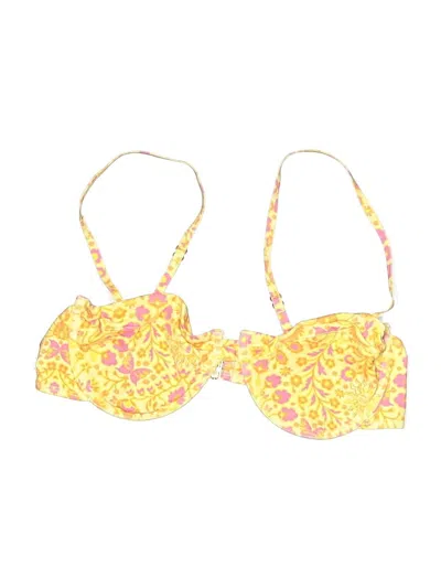 Pre-owned Out From Under Swimsuit Top Yellow Print Pattern Swimwear