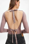 Out From Under Tango Swiss Dotted Open Back Bodysuit In Grey, Women's At Urban Outfitters In Grey