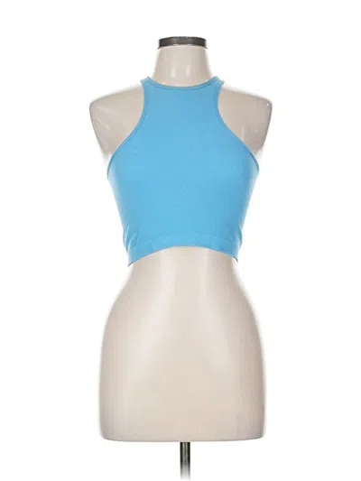 Pre-owned Out From Under Tank Top Blue Halter Neckline Tops