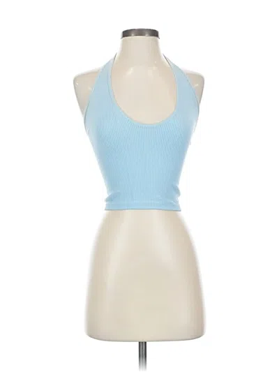 Pre-owned Out From Under Tank Top Blue Halter Neckline Tops