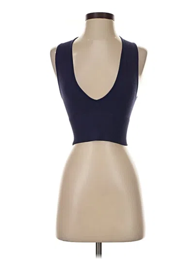 Pre-owned Out From Under Tank Top Blue Halter Neckline Tops