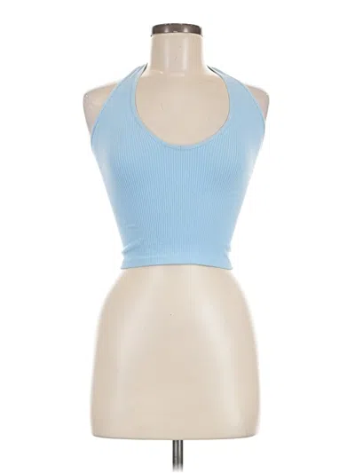 Pre-owned Out From Under Tank Top Blue Halter Neckline Tops