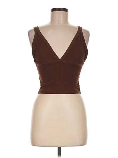 Pre-owned Out From Under Tank Top Brown Plunge Neckline Tops
