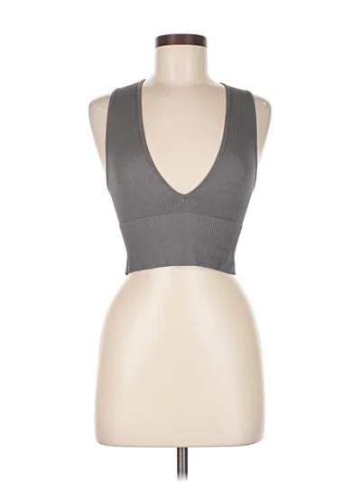 Pre-owned Out From Under Tank Top Gray Plunge Neckline Tops
