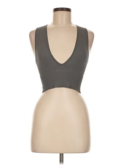 Pre-owned Out From Under Tank Top Gray Plunge Neckline Tops
