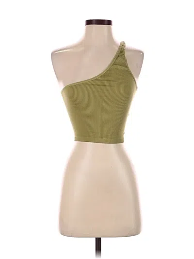 Pre-owned Out From Under Tank Top Green One Shoulder Neckline Tops