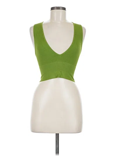Pre-owned Out From Under Tank Top Green Plunge Neckline Tops