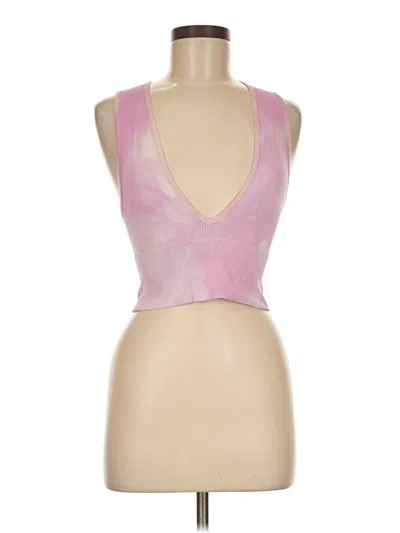 Pre-owned Out From Under Tank Top Pink Plunge Neckline Tops