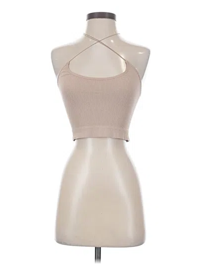 Pre-owned Out From Under Tank Top Tan Halter Neckline Tops