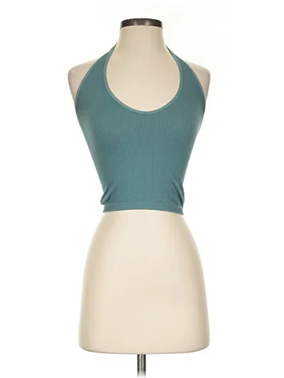 Pre-owned Out From Under Tank Top Teal Halter Neckline Tops