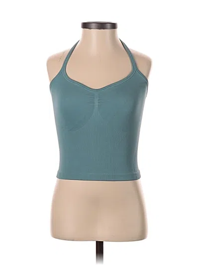 Pre-owned Out From Under Tank Top Teal Halter Neckline Tops In Blue