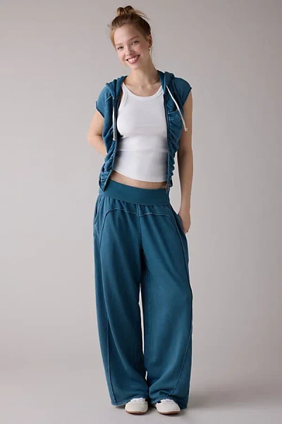 Out From Under Tear It Up Terry Knit Foldover Sweatpant In Blue, Women's At Urban Outfitters In Green