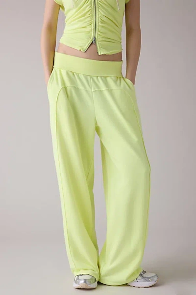 Out From Under Tear It Up Terry Knit Foldover Sweatpant In Citron, Women's At Urban Outfitters In Green