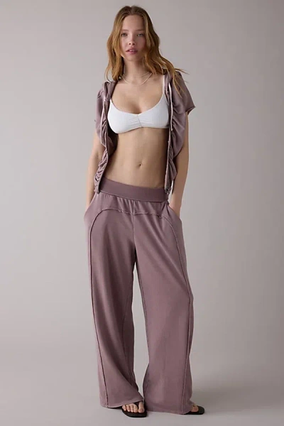 Out From Under Tear It Up Terry Knit Foldover Sweatpant In Grey, Women's At Urban Outfitters In Pink