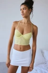 Out From Under Textured Mesh Longline Underwire Bra Top In Yellow, Women's At Urban Outfitters