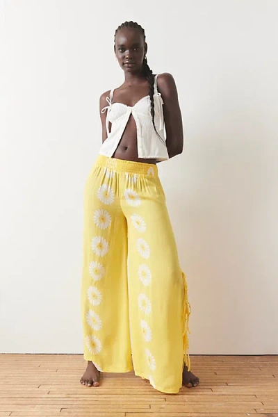 Out From Under Tied Up Gauze Wide Leg Pant In Yellow, Women's At Urban Outfitters