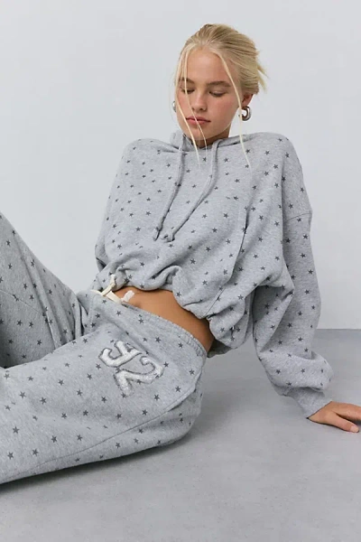 Out From Under Try Me Bubble Hoodie Sweatshirt In Grey Stars, Women's At Urban Outfitters