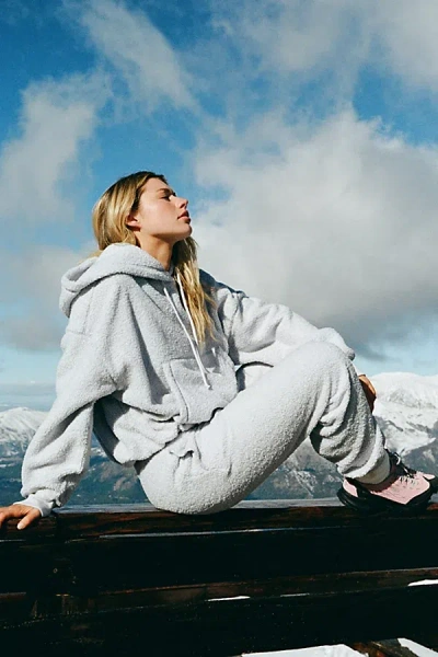 Out From Under Try Me Piled Fleece Bubble Hoodie Sweatshirt In Light Blue, Women's At Urban Outfitters